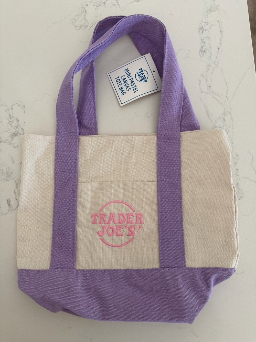 trader Joe’s mini tote bag Lavender-Trim Canvas Tote Bag